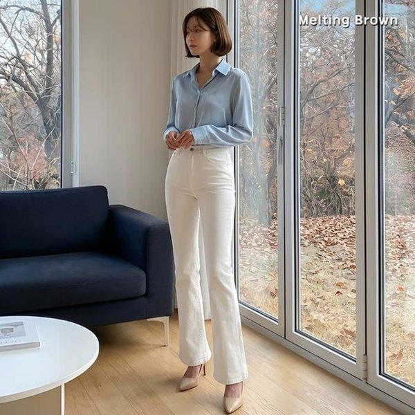 女性スリムフィットブーツカット起毛コットンパンツ K14 5,204円