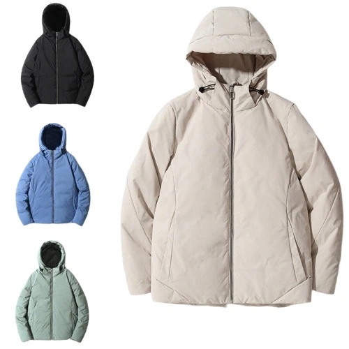 冬のダウンジャケット男性の白いアヒルの綿毛保温フードコート男性のカジュアルカップルの純色綿入れの上着綿入れ 5,427円