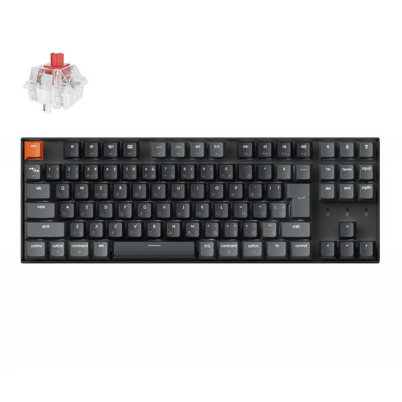 キークロン　キーボード K8 Version 2 White LED(赤軸・JIS配列) ［有線・ワイヤレス / Bluetooth・USB (Type-C)］　K8X-A1Z-JIS