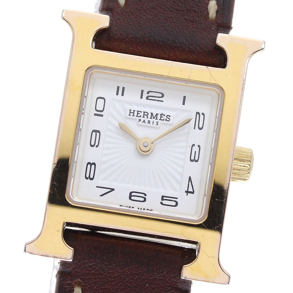 エルメス HERMES HH1.101 Hウォッチ ミニ クォーツ レディース 内箱・保証書付き_958245【中古】