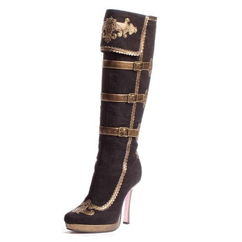 コスプレ 仮装 ニーハイ パイレーツブーツ ブラック/ゴールド 23cm Size6 【 コスプレ 衣装 ハロウィン 海賊 パーティー 靴 レディース ブーツ シューズ 変装グッズ プチ仮装 大人用