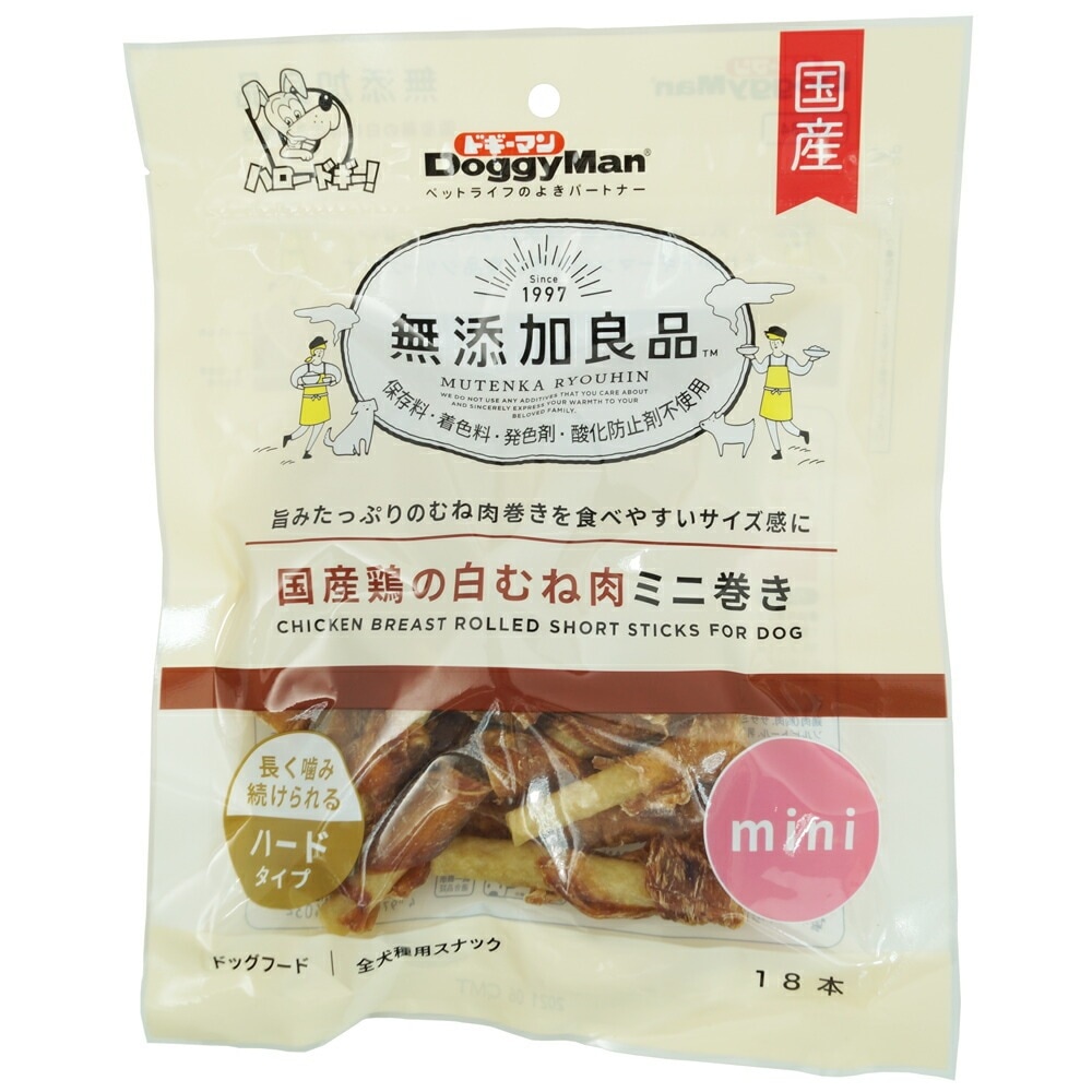 （まとめ買い）無添加良品 国産鶏の白むね肉ミニ巻き 18本 犬用おやつ [x8]