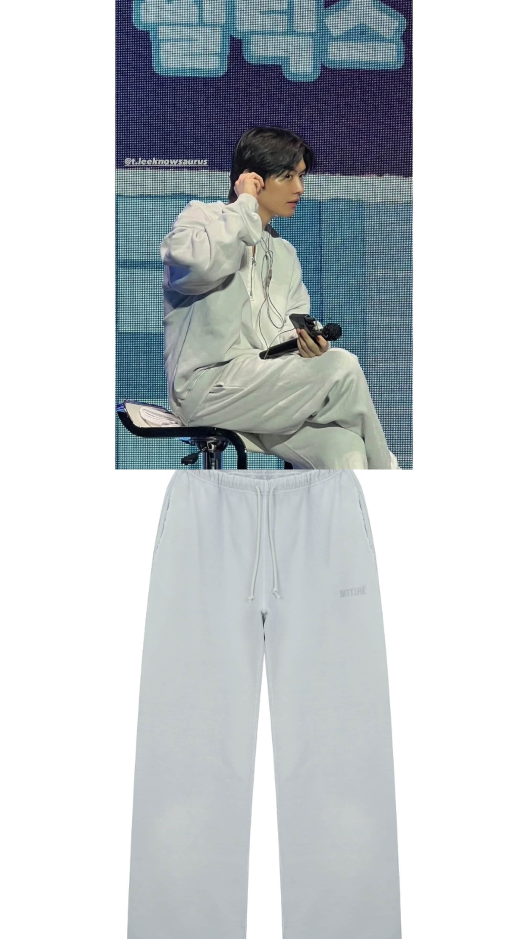 MTTIRE/Stray kids leeknow wear/VTG WASHED STRAIGHT SWEAT PANTS / LIGHT GRAY