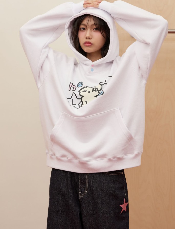 ピクセル MLTS フーディーTシャツ 2カラー　UNISEX