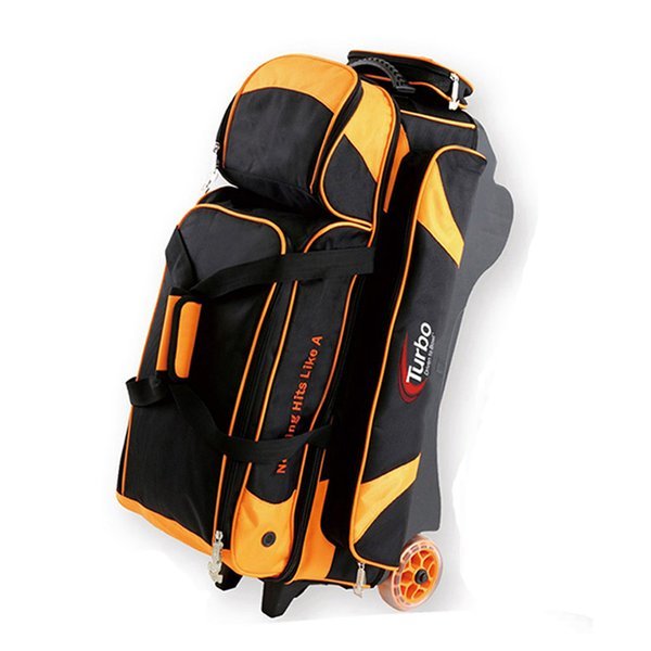 MK 3ボール ローラーバックボウリングバッグ オレンジブラック(ギフト贈呈) ローラーバッグ