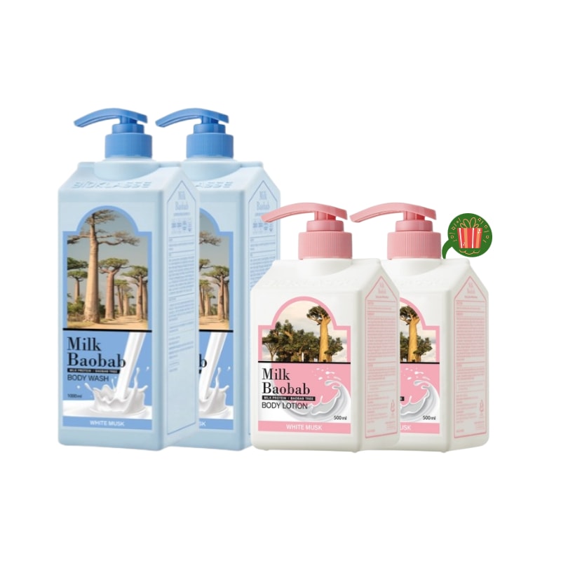 【大容量セット】 ホワイトムスクボディウォッシュ1000ml 2個+ボディローション500ml 2個 大容量セット 韓国ボディケア 保湿 香りケア