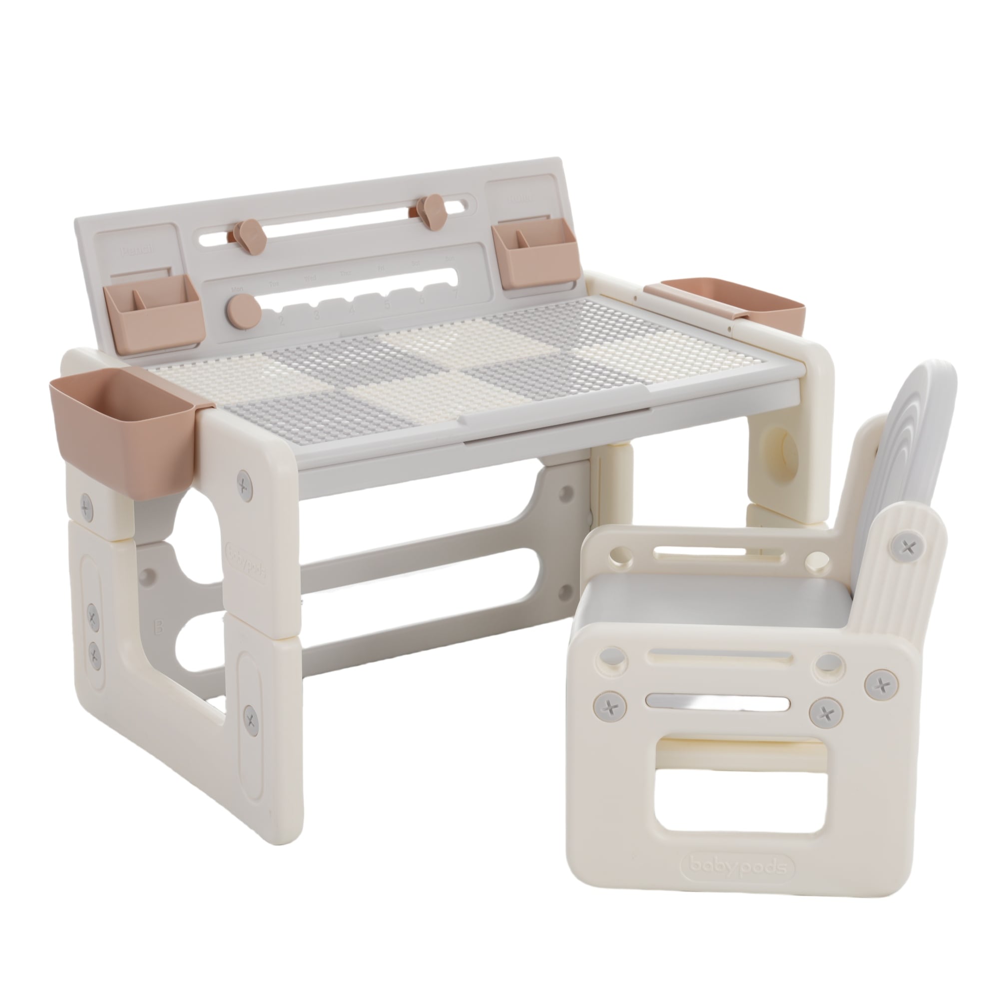 【国内出荷-送.料.無.料】【ブロック基礎板あり】キッズデスクチェアセットお絵描き机ブロックデスク高さ調整天板角度調整子供机セットキッズチェア収納ケース4wayブックスタンドペン立て子供用デスク子供テ