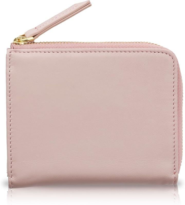 ギャラリークオリエ キメ細かさが生むフィット感 高級エチオピア高原羊革 熟練の革職人が作る スキミング防止 財布 レディース 2つ折り L字ファスナー コンパクト 日本 本革(Pink) 7,680円