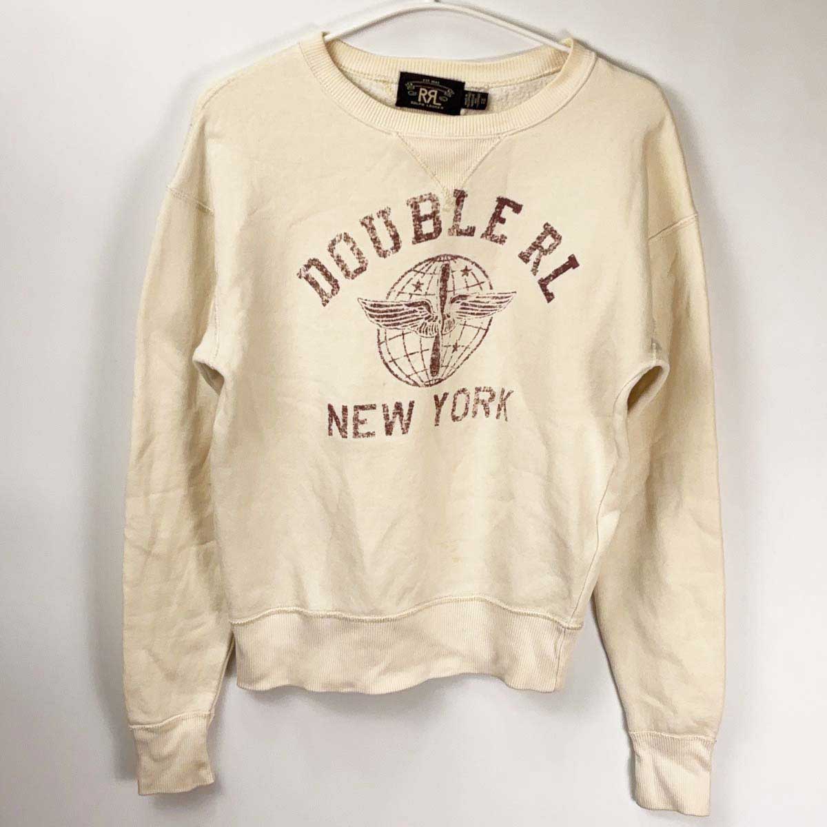 【中古】RRL Cotton Blend Fleece Sweatshirts フリース スウェット トレーナー XS クリーム メンズ