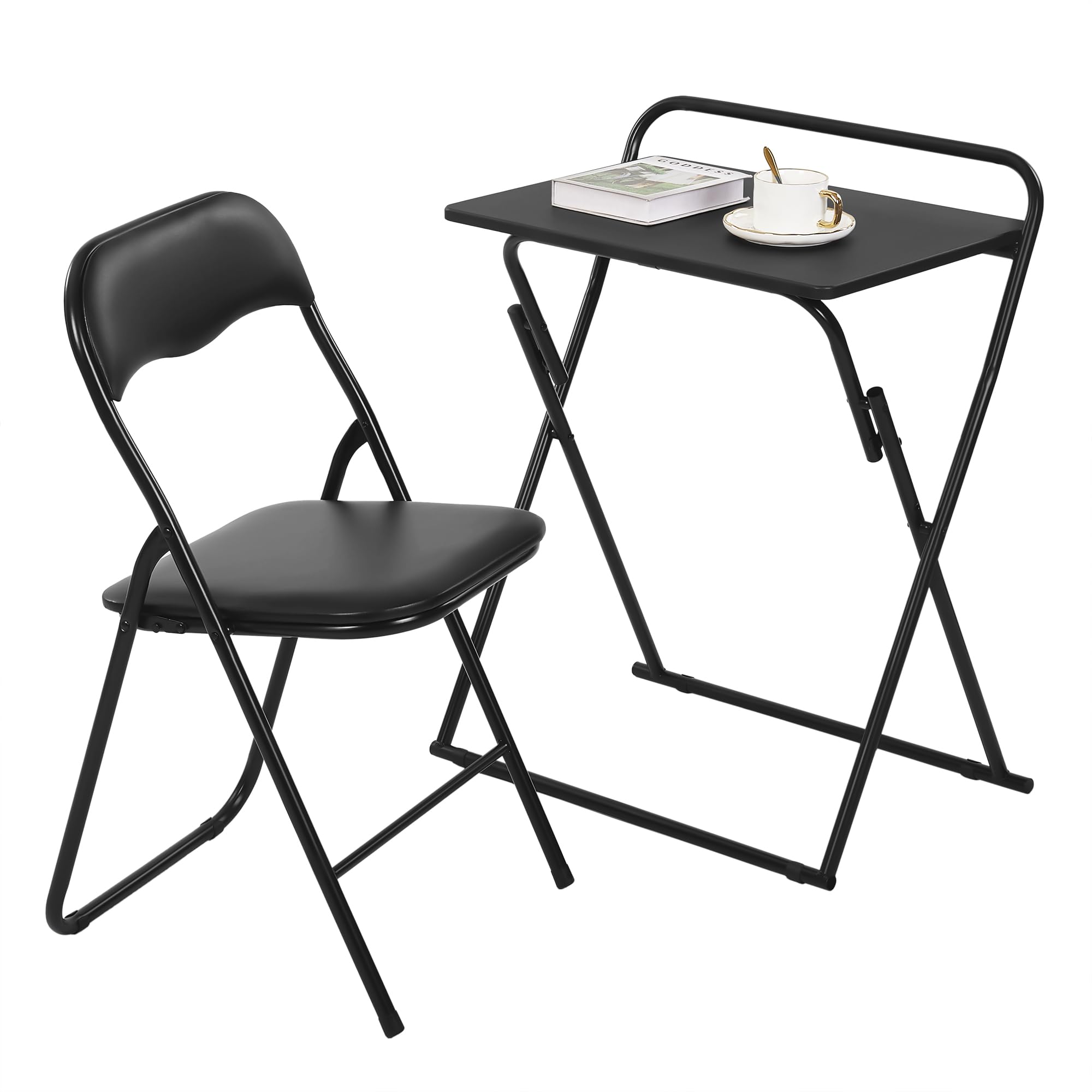 【全国送料無料】 VECELO 折りたたみ テーブル 椅子 セット 一人用 机 コンパクト 幅60×奥行42×高さ77cm 折りたたみ デスク チェア セット 作業机 study table and