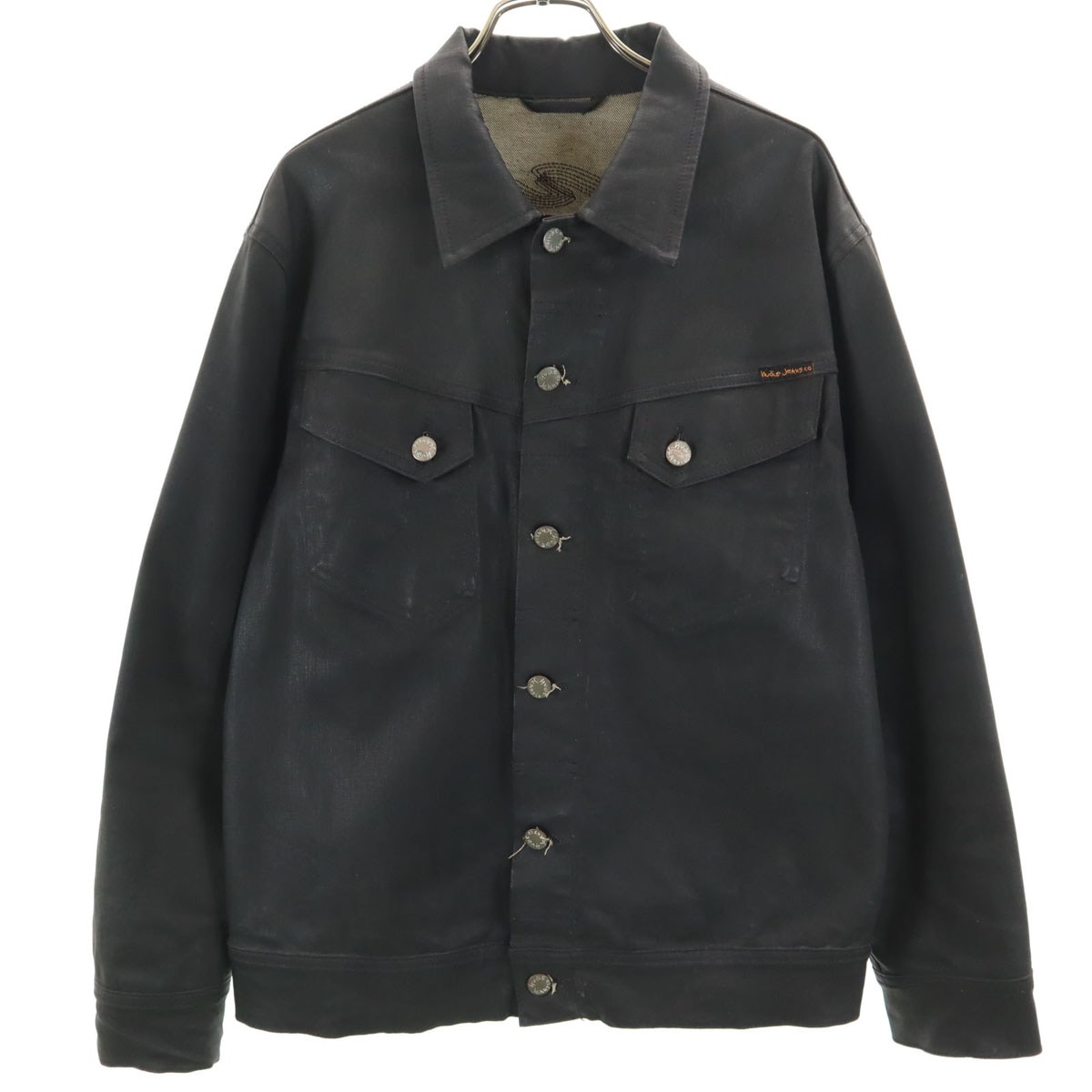 Nudie Jeans co ヌーディジーンズ イタリア製 デニムジャケット Ｌ ブラック メンズ 古着