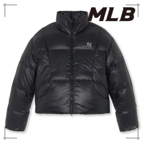 MLB公式 ダウン Womens cropped padded coat NY (Black)