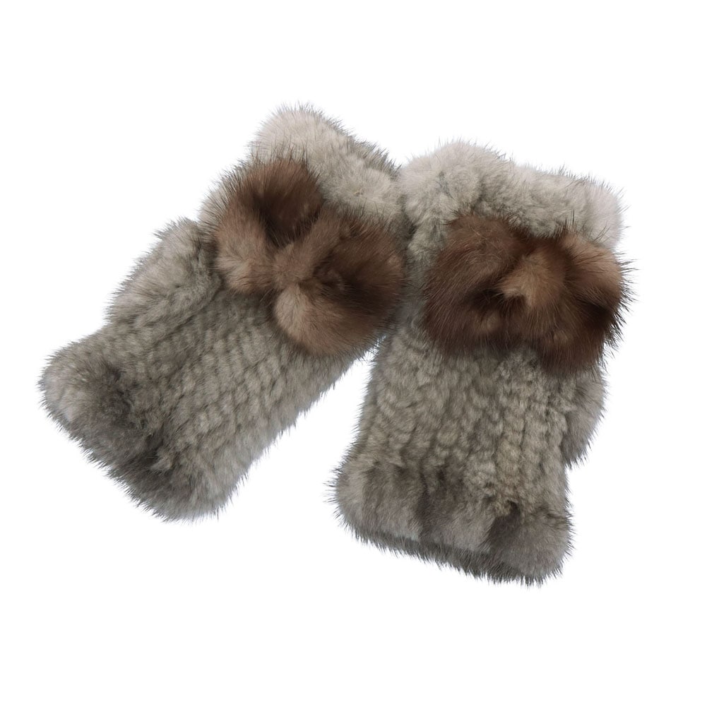 芦屋セレブ女優様プロデュース リボン付 ミンク ファー グローブ リストウォーマー 手袋 ファー フィンガーレス リボン取り外し可能 毛皮 指なし 9,472円