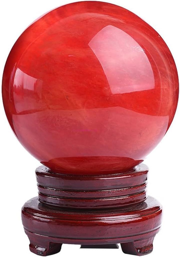水晶玉 天然石 浄化 赤い水晶玉 水晶球 風水 縁起物 赤水晶(レッド, 直径10cm)