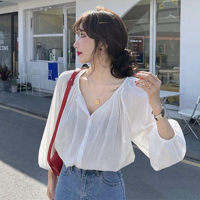 新しい ブラウス 長袖 レディース 春 シャツ パフスリーブ ゆったり 長袖ブラウス オフィス 秋 ギャザーブラウス 長袖シャツ 大人可愛い シャツ バレンタイン プレゼント