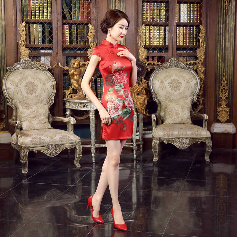 夏の新品中国伝統民族風短袖ワンピース大赤短い金チャイナドレスファッションタキシードショードレスJX ５５％以上節約 ご予約品