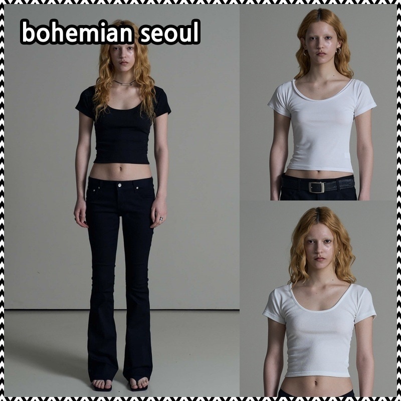 bohemian seoul DEEP U-NECK HALF T (3color)