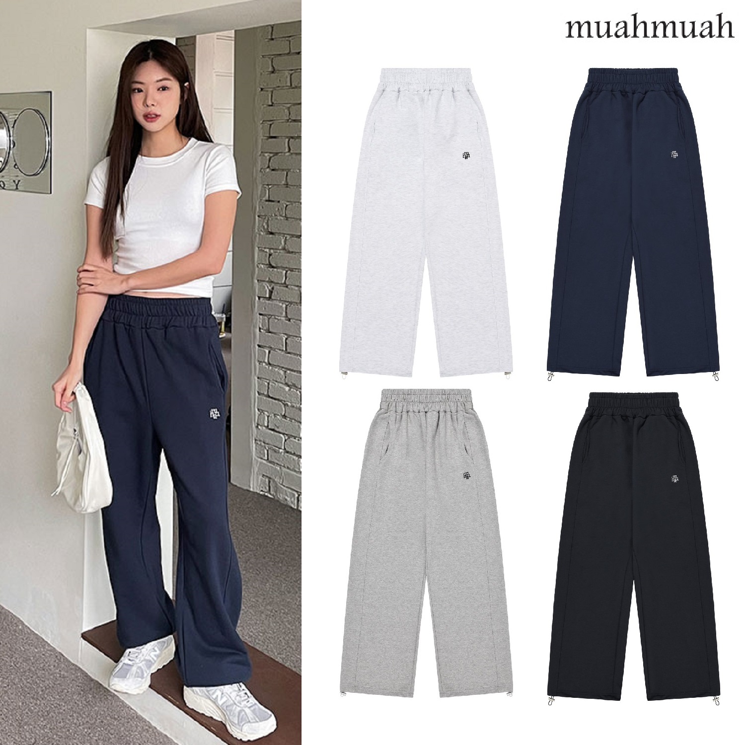 Stitch Logo String Jogger pants 4色 韓国人気 韓国ファッション ストリートファッション 女性服 肝節期 dailylook 学生ファッション