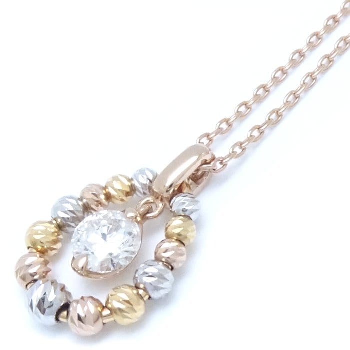 ダイヤモンド ネックレス ダイヤモンド0.32ct K18スリーカラーゴールド/75640【中古】