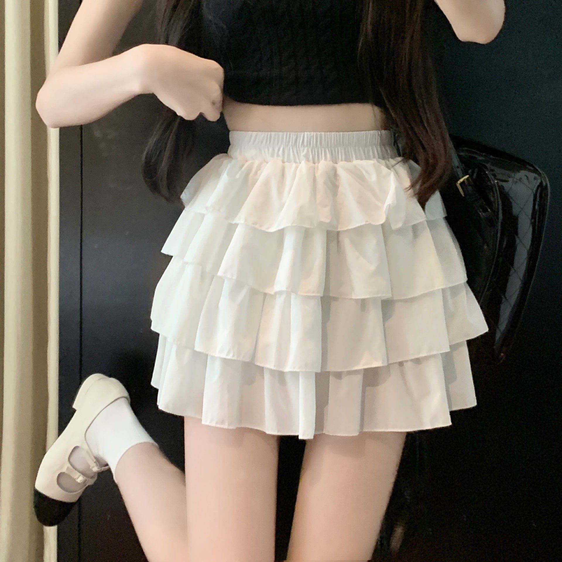 【1つ買うと10つ無料】2025年夏の女性のための甘い白いケーキスカートショートスカートピュアでセクシーな半長いスカート