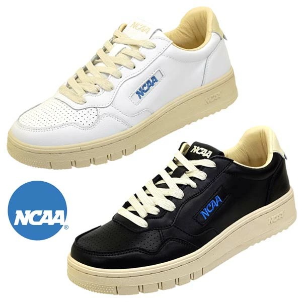 男性 NCAA NC301 白 黒 レザー 天然皮革 クラッシック コートスニーカー レースアップ 全米大学スポーツ協会 シンプル おしゃれ クラシカル レトロチック レトロ スポー