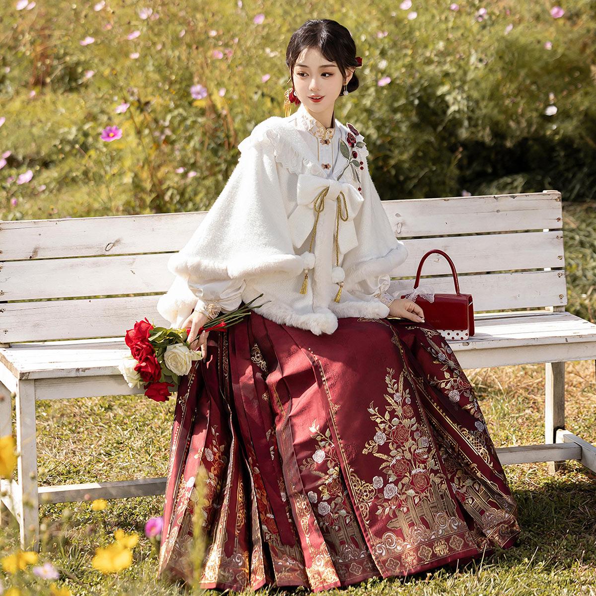 正規品雪薔薇新韓国cos元素マントシャツ馬面スカートcos服セット