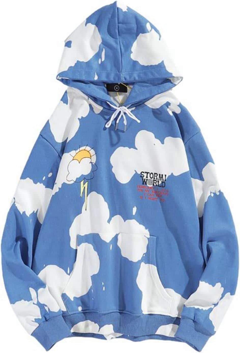 パーカー メンズ 秋 プルオーバー 長袖 アウター フード付 雲柄 カジュアル 男女兼用 ヒップホップ 厚手 気持ちいい おしゃれ スウェット アウトドア ストリート 散歩 贈り物 ブルー