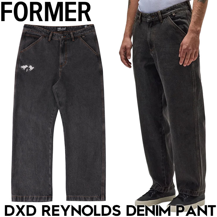 FORMER フォーマー デニムパンツ メンズ ジーンズ ワイドデニム ワークパンツ デーンレイノルズ DXD REYNOLDS DENIM PANT WASHED BLACK FPA-26222 2