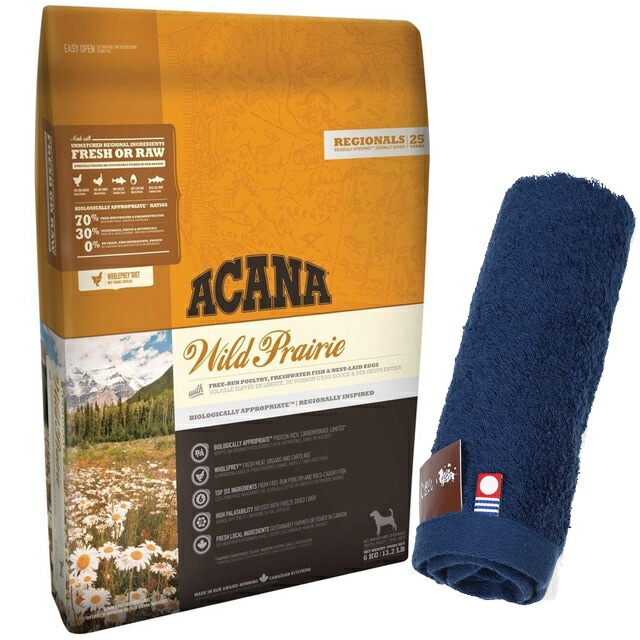 【正規品】アカナ ワイルドプレイリードッグ 11.4kg 【犬想いオリジナル今治ハンドタオルセット】【タオルカラー ネイビー】