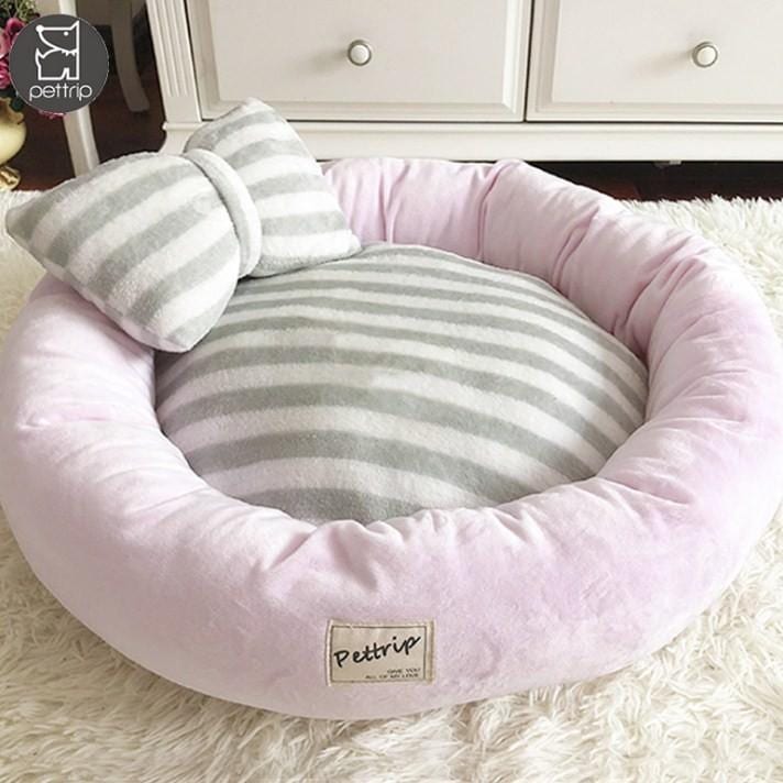 犬ベッド 猫ベッド ペットベッド クッション 猫ベッド 枕付き 犬猫兼用 可愛い ふわふわ 柔らかい ぐっすり眠れる 選べる３色 小型犬 猫 外径45ＣＭ