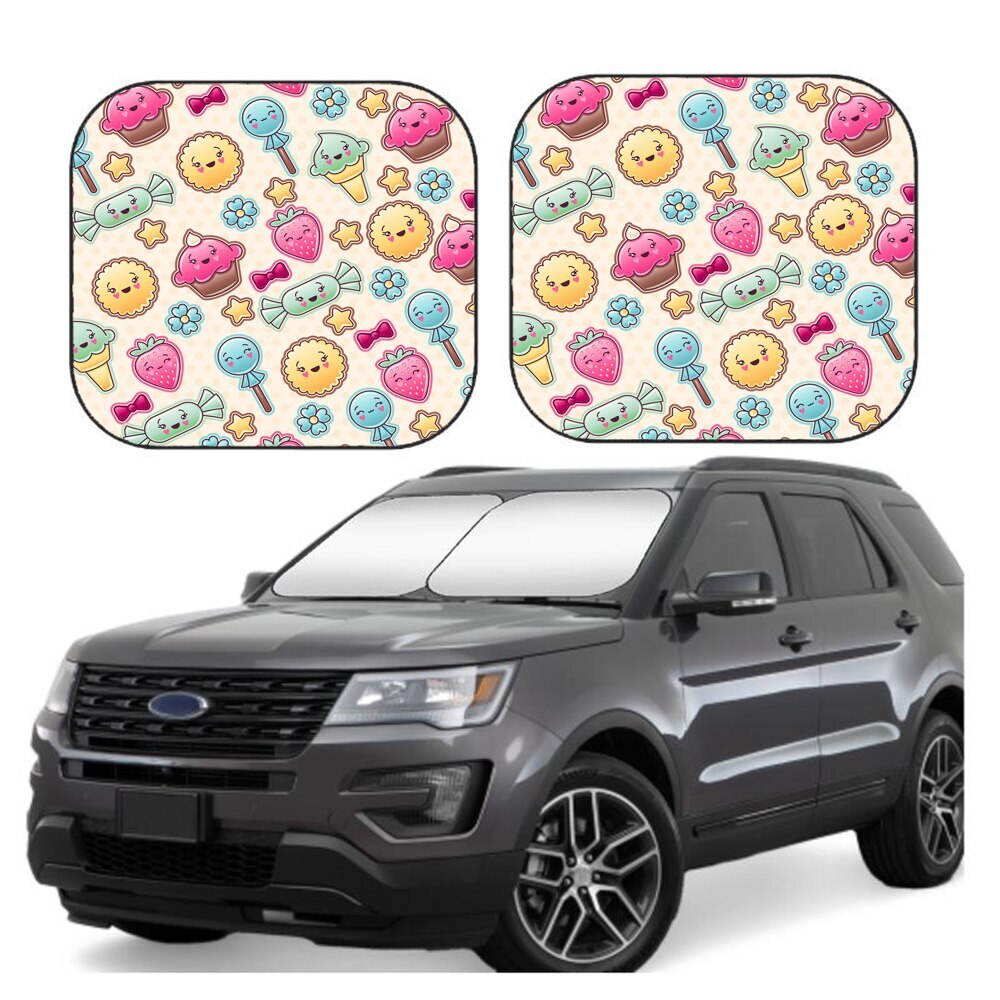 車のフロントガラスサンバイザー かわいいキャンディー 2ピースのフロントガラスサンシェード 5,510円