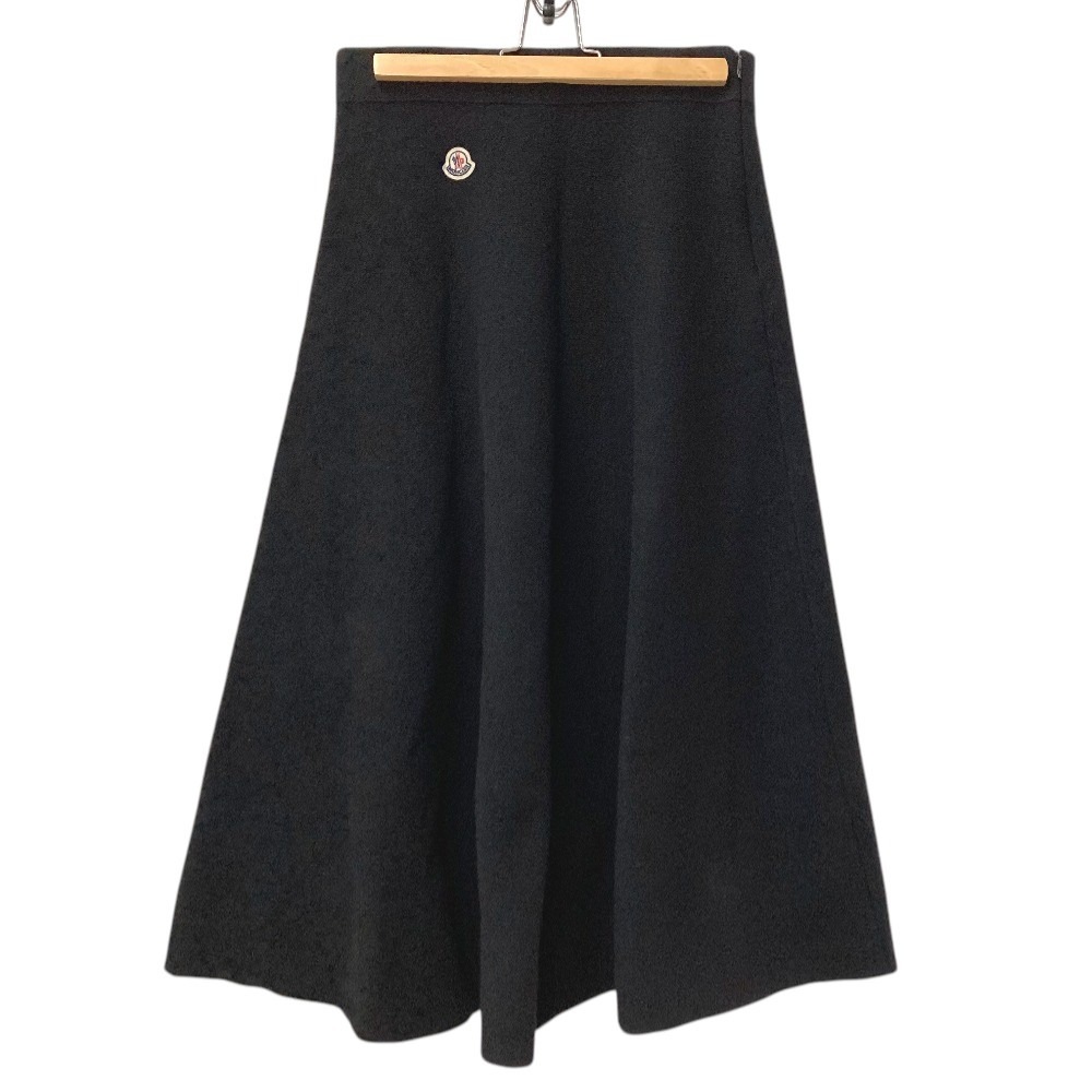 MONCLER モンクレール ロングスカート GONNA TRICOT KNITWEAR SKIRT ロゴ ワッペン スカート アパレル ウール ブラック