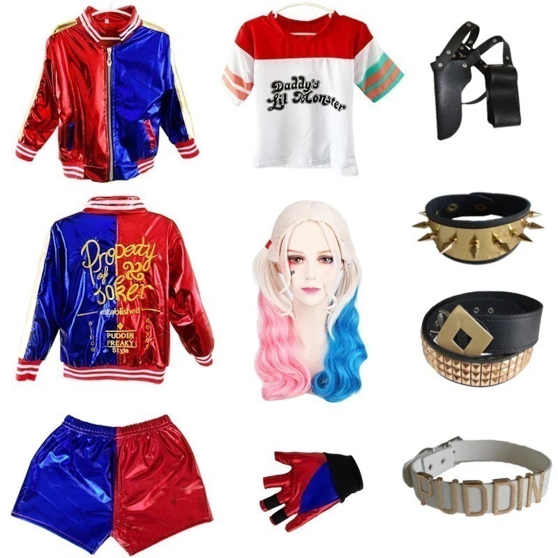 ハロウィンスーサイドスクワッドCSハーレークインピエロガール服の家アニメ1145124247
