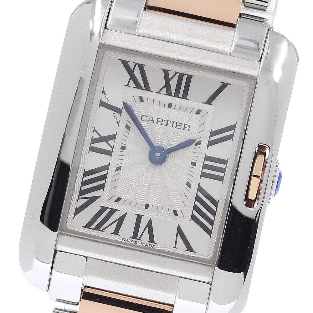 カルティエ CARTIER W5310036 タンクアングレーズSM クォーツ レディース 良品 保証書付き_950688【中古】
