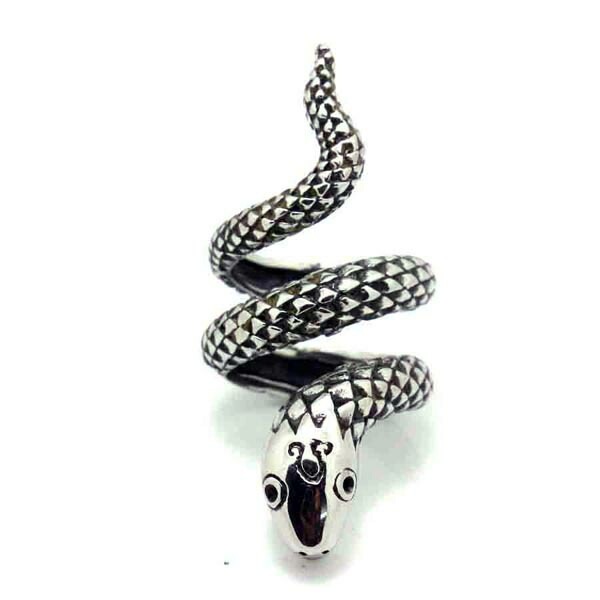 コイルスネイクステンレスリング（PRB088）指輪 蛇 22-29号 ヘビ フリーサイズ 調整可能 アクセサリー サージカルステンレス316L 男性 女性 プレゼント r0385