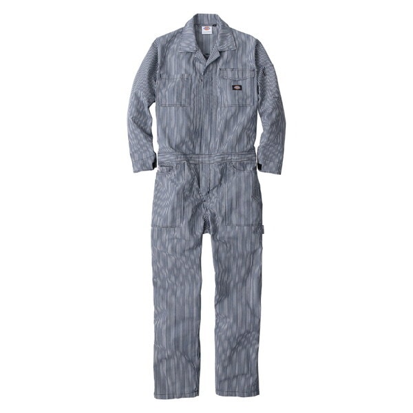 D7106 ネイビー LL ライト ストレッチ ヒッコリーツナギ