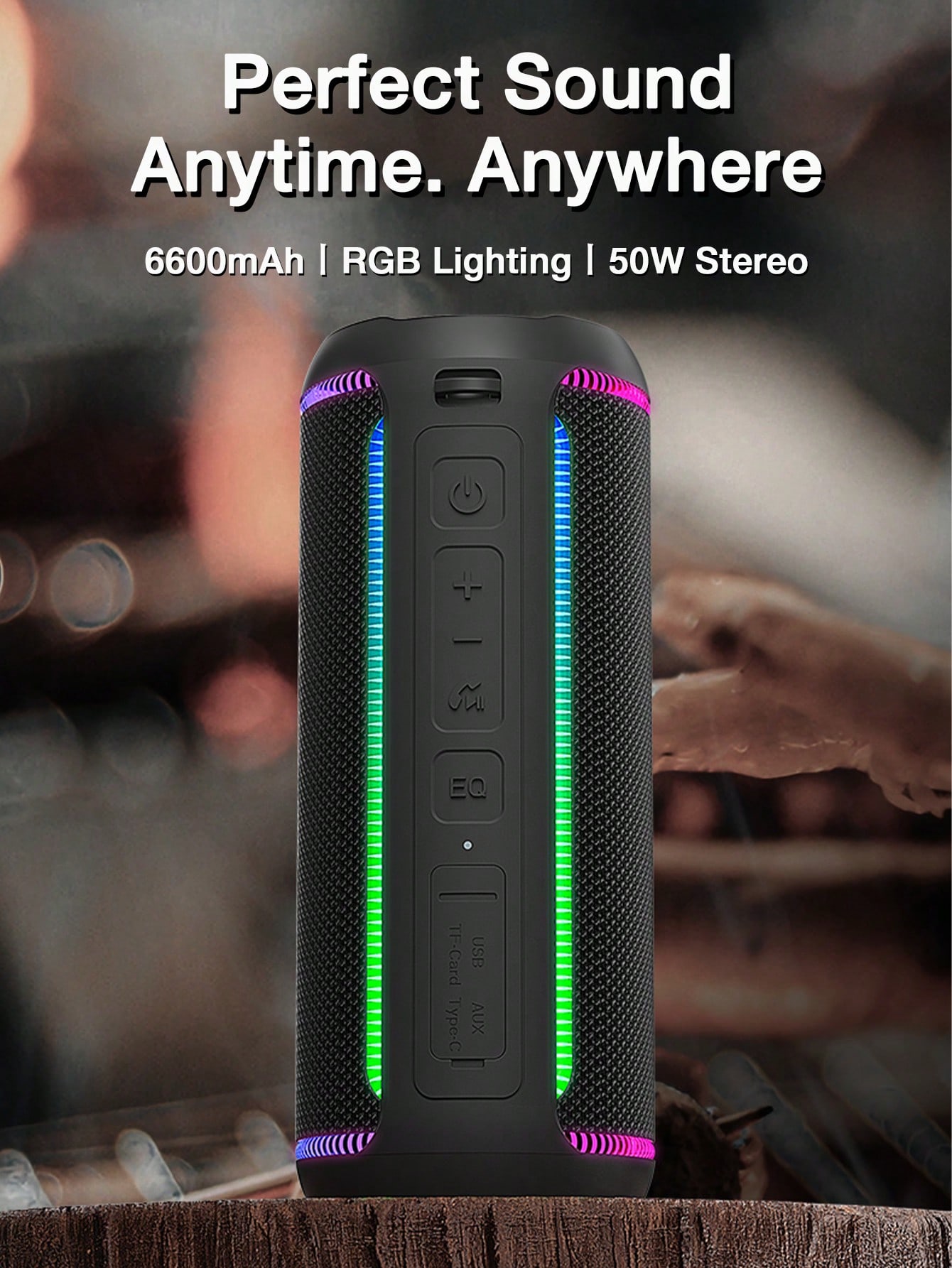 ワイヤレススピーカー X30 ポータブル 50wステレオ Bt5.3 Rgbライティング Ipx67防水 16時間可能 6600mahバッテリー ステレオペアリング マイク/tfカード/usb/a