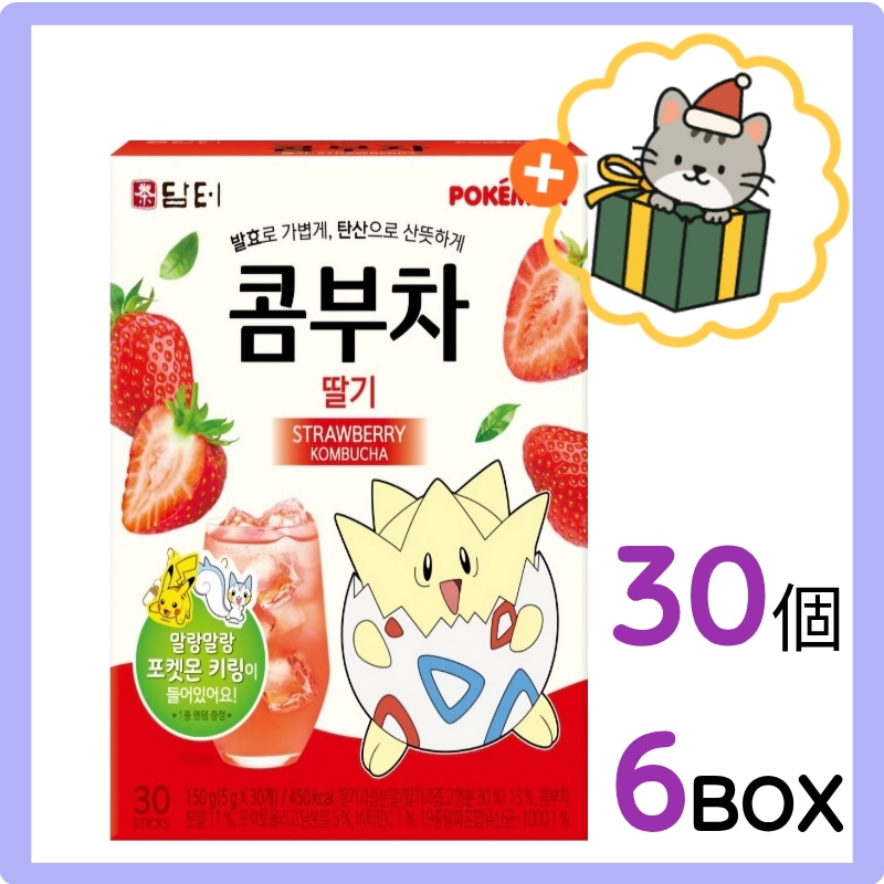 (韓国 食品) コンブチャ / ポケモン / ダイエット / 乳酸菌 / プロバイオティクス / 韓国飲料 / イチゴ / 5g×30個×6box