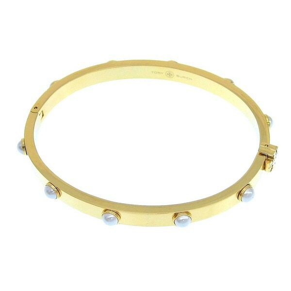 トリーバーチ アクセサリー レディース バングル アウトレット ゴールド BRITTEN PEARL HINGED CUFF 155391-137 TORY BURCH