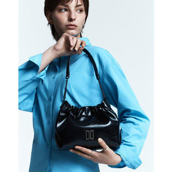 [26SS] [HILTON] ブラック DDロゴ 牛革 チェーン ショルダーバッグ 兼 クロスバッグ DCWA6E366BK