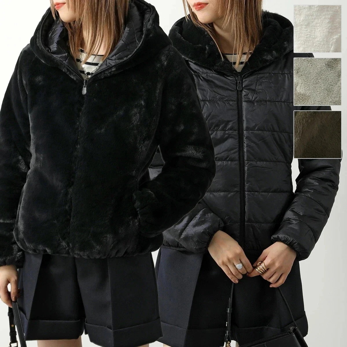 SAVE THE DUCK セイブザダック エコダウン LAILA D33540W FURY レディース エコファー パデッドジャケット リバーシブル フーデッ 17,009円