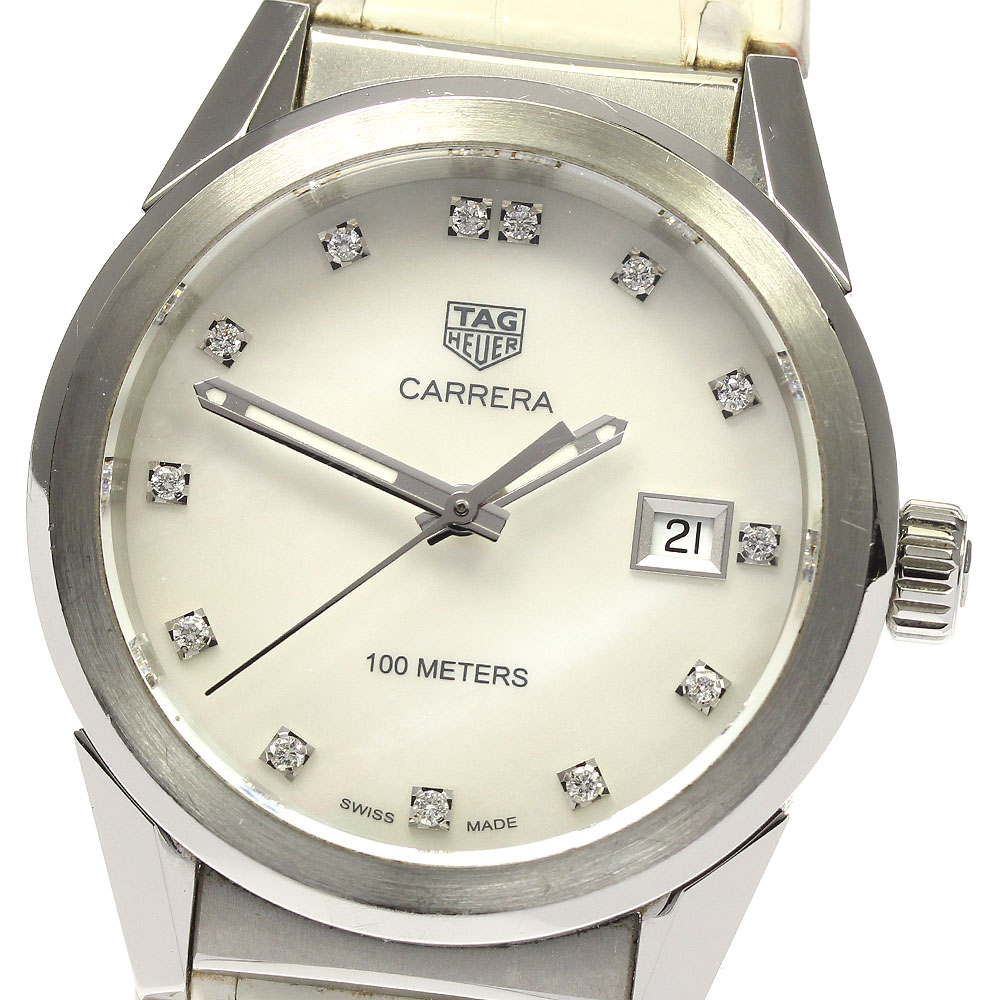 タグホイヤー TAG HEUER WBG1312 カレラ ダイヤインデックス クォーツ ボーイズ 箱保証書付き_805369【中古】