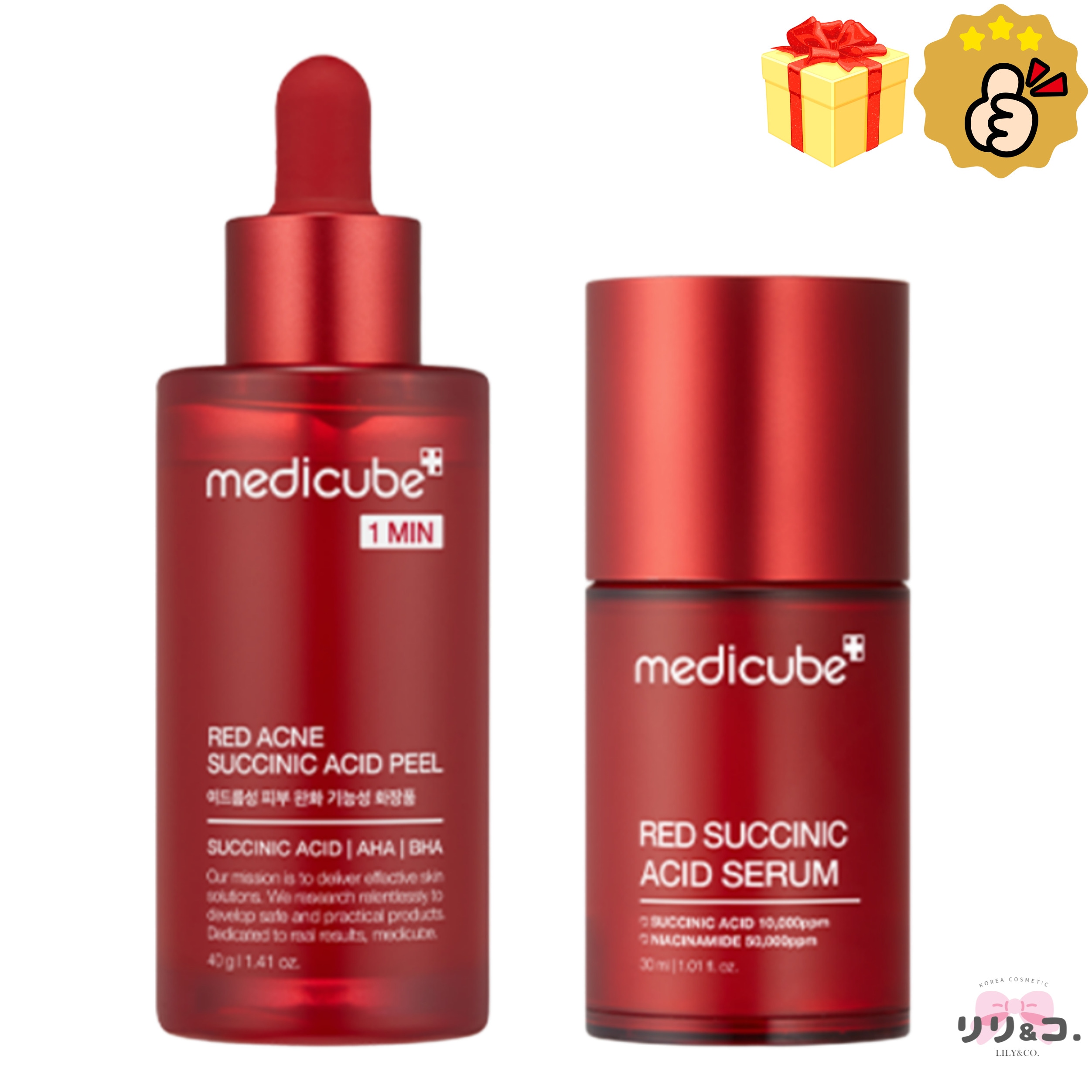 [企画セット 1+1] レッド アクネ サクシニック アシッド ピール 40ml + レッド サクシニックアシッド 跡ケアセラム 30ml ニキビケア 赤み 敏感肌 ニキビ跡 色素沈着 すっぴん風下
