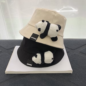 2022春夏新作 パンダ 帽子 バケットハット 韓国ファッション 小顔効果 カット ハット 男女兼用
