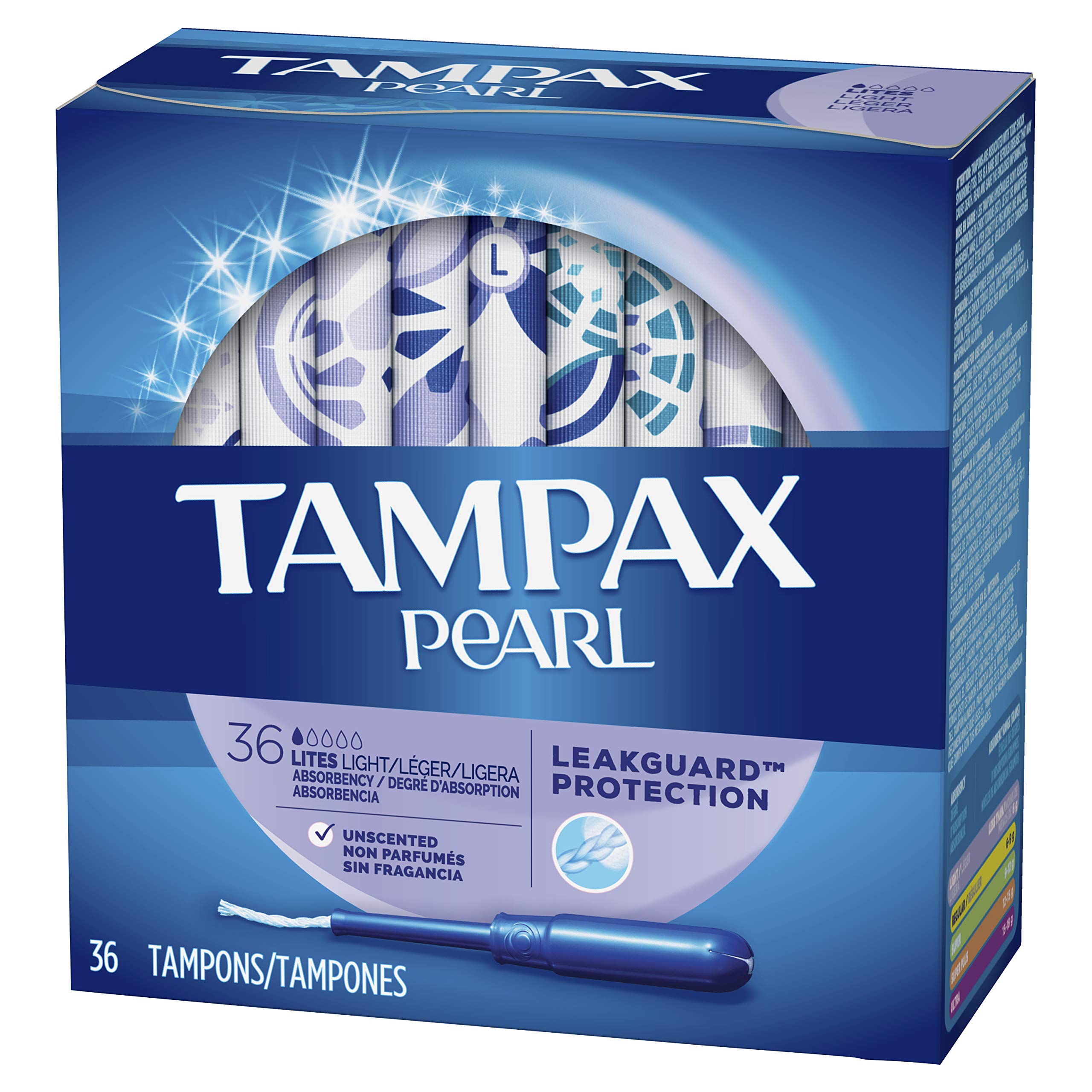 Tampax Pearl Plastic Unscented Tampons, Lites/Light Absorbency, 36 Count by Tampax