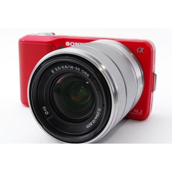 【中古】ソニー SONY NEX-3 レンズキット レッド 美品 SDカードレンズフード