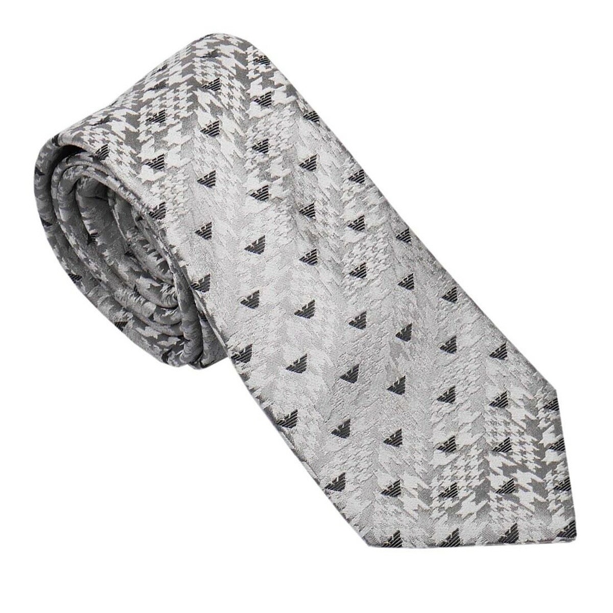 EA エンポリオ アルマーニ メンズ イーグルロゴ柄 ネクタイ シルバー 340182 2R603 00017