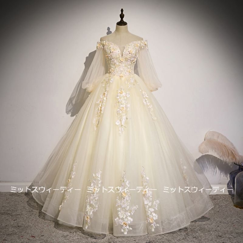 カラードレス 演奏会 結婚式 花嫁 ロングドレス 披露宴 ウエディングドレス イブニングドレス 二次