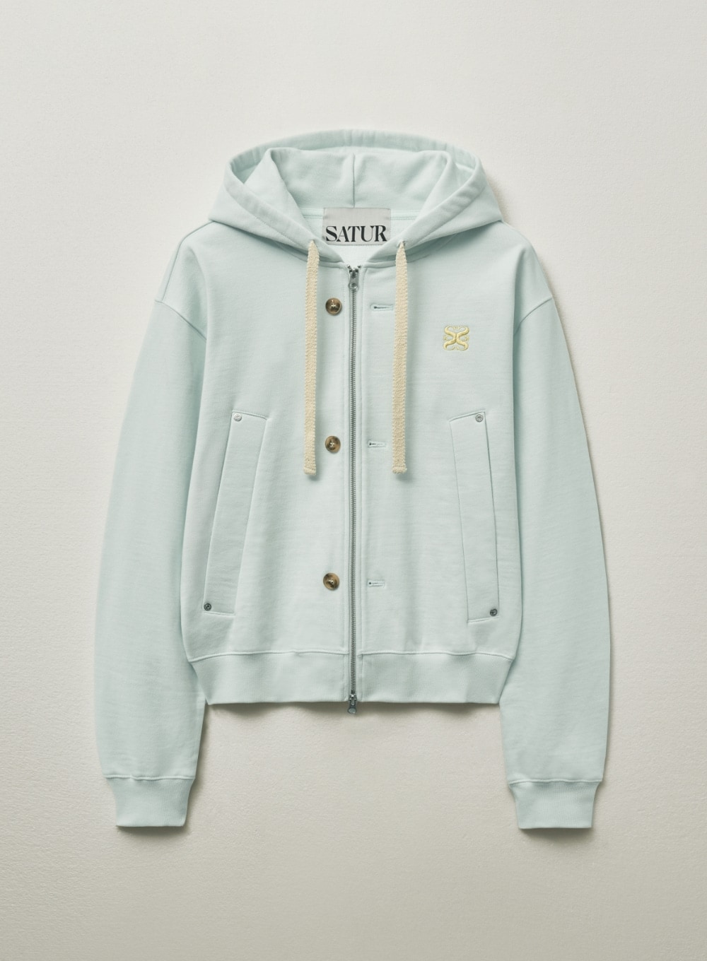 【SATUR】 TEO COTTON ALL DAY ZIP-UP : ICE BLUE