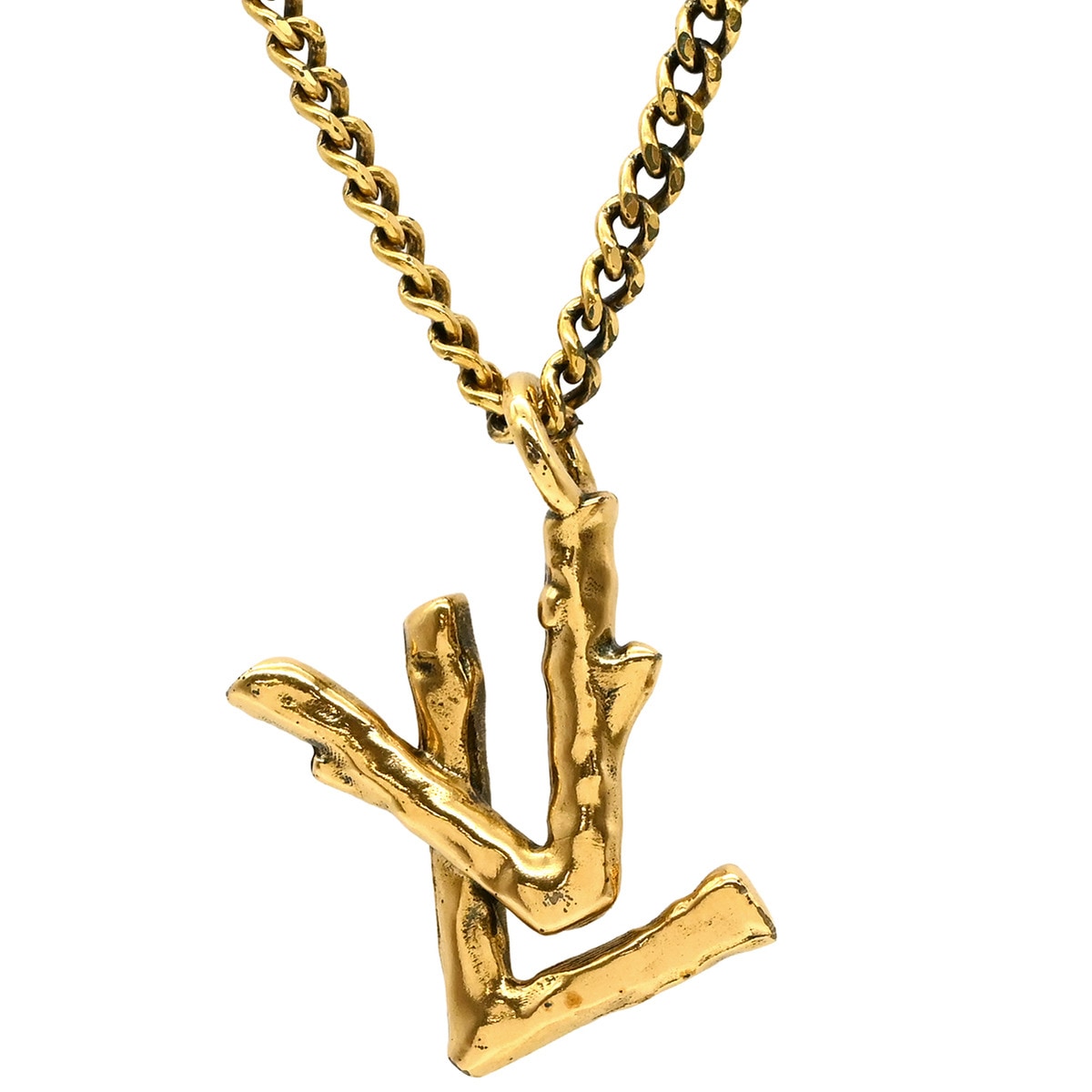 ルイヴィトン ネックレス LVトゥイッグ ペンダント GP ゴールド ヴィンテージ金具 ゴールド金具 小枝 木 ロゴ MP2456 LE0139【中古】